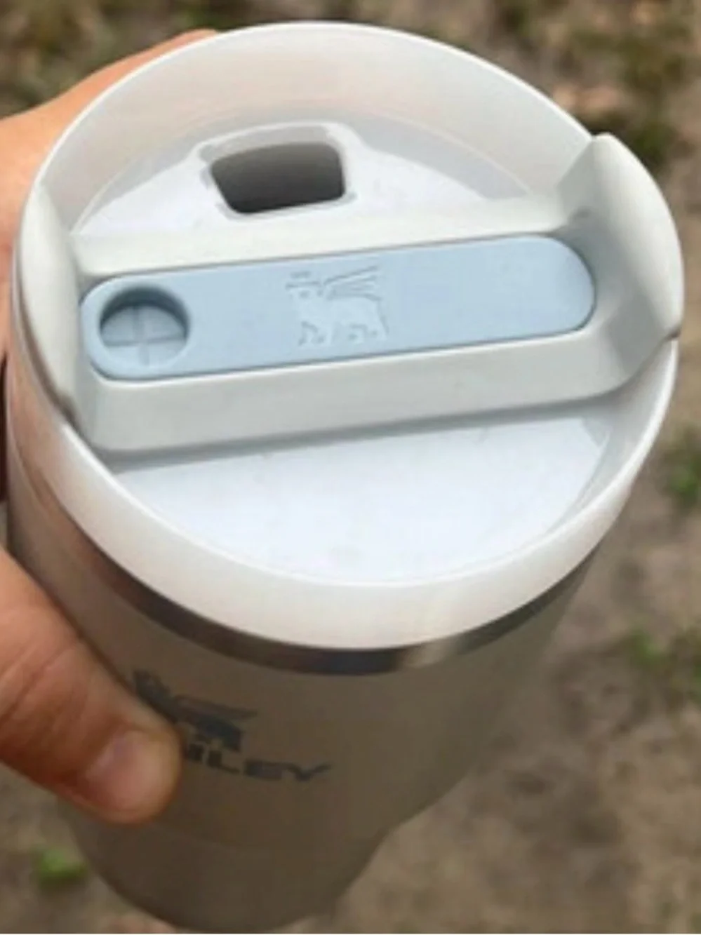 Stanley Tumbler in Pale Gray with Blue Logo 20 oz